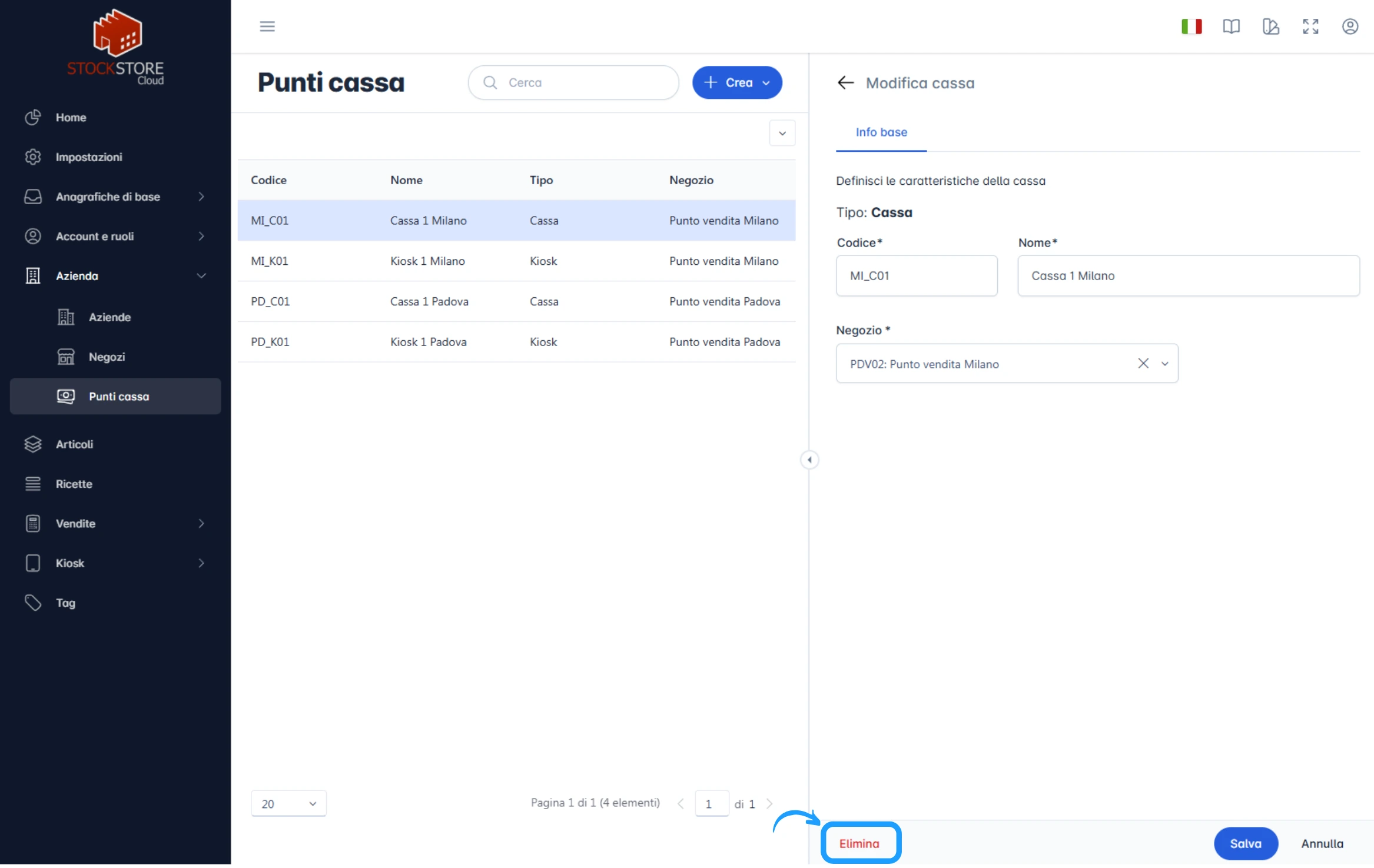 Punti cassa cancellazione - nuovo_StockStore Cloud Wiki