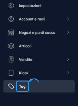 Menu laterale StockStore Cloud Tag