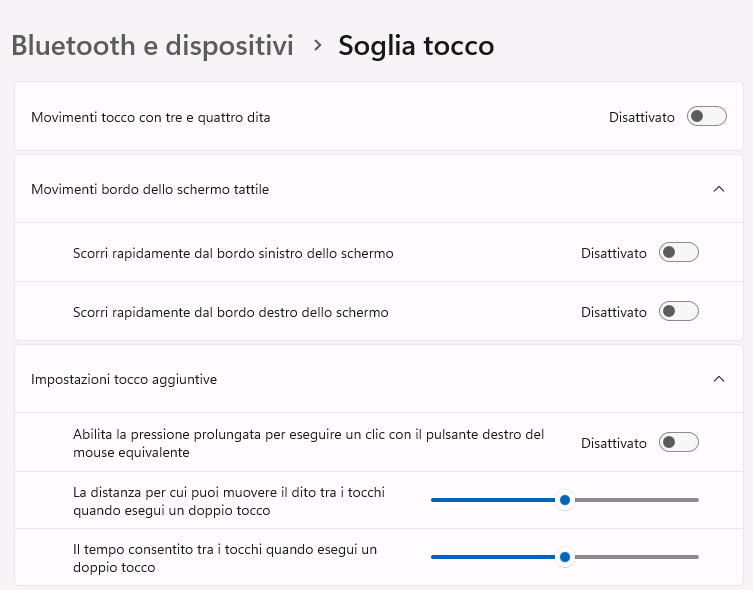 Disattiva tocco Windows