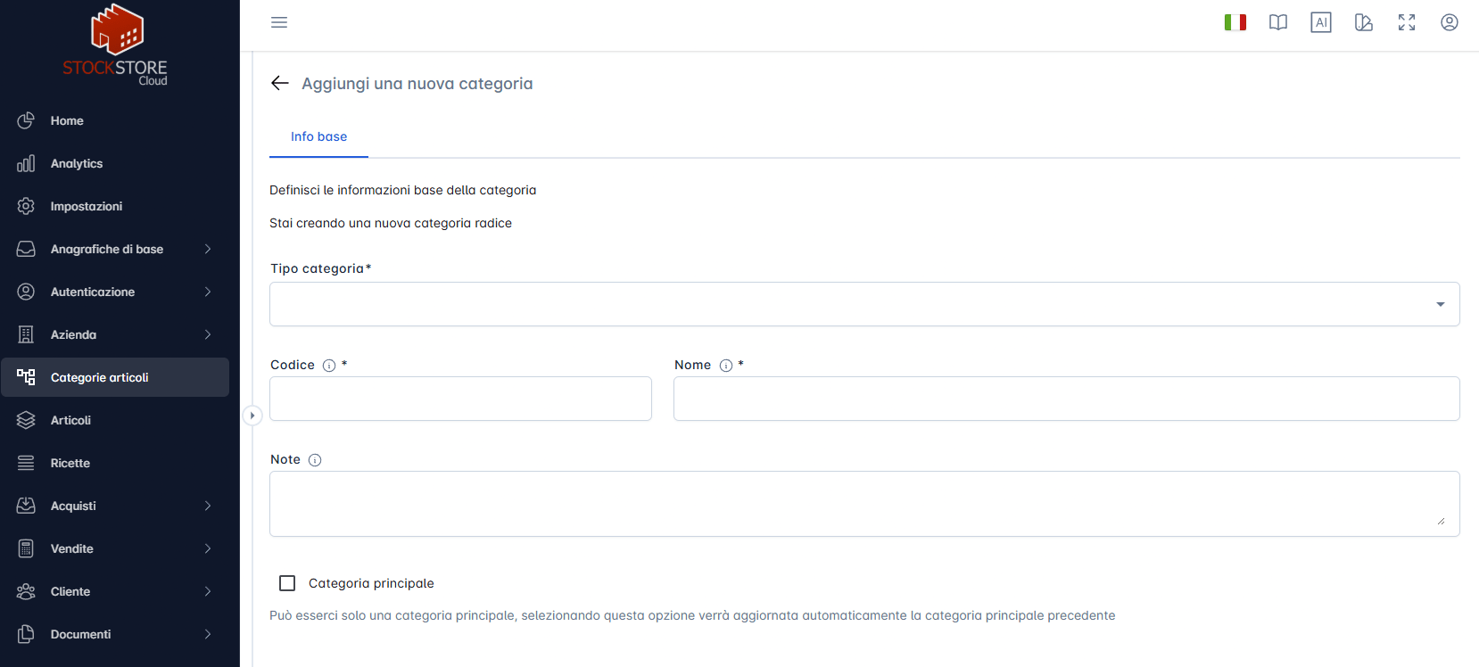 categorie articoli_stockstore