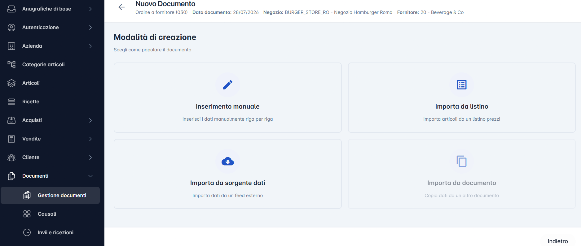 gestione documenti_modalità creazione_stockstore